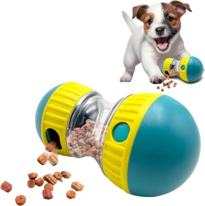 Interactive Roller Puzzle Dispenser Toy for Dogs, Interactive Chase Toys, Adjustable Dog Treat Dispensing Dog Toys, Improves Pets Digestion System Dog Chew Toys Pet Gift