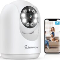 Jennov 2K Pan/Tilt Indoor Cameras for Home Security - 2.4 GHz Pet Dog Camera with Phone App, WiFi Baby Camera Monitor, Color Night Vision, Motion Detection, Auto Tracking, Compatible with Alexa