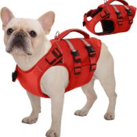 Kuoser Dog Life Jacket, High Flotation Dog Life Vest for Swimming Boating, Adjustable Ripstop Dog Lifesaver for Small Medium and Large Dogs, Reflective Safety Pet Life Preserver with Rescue Handle