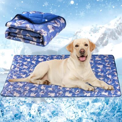 Langsprit Dog Cooling Mat, Washable Dogs Cats Pet Non-Toxic Cooling Pads Summer Sleeping Kennel Mats，Pet Self Cool Ice Blanket for Indoor & Outdoor Dog Beach Essentials Small