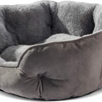 Medium Dog Bed for Medium Dogs, Large Cat Beds for Indoor Cats, Pet Bed for Puppy and Kitty, Extra Soft & Machine Washable with Anti-Slip & Water-Resistant Oxford Bottom, Grey, 25 inches