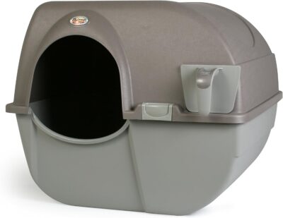 Omega Paw Roll 'n Clean Self Cleaning Litter Box, Brown, Large