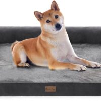 Orthopedic Dog Beds for Large Dogs, Waterproof Dog Beds Large, Memory Foam Dog Couch Bed, Comfy Bolster Pet Bed with Removable Washable Cover, Nonskid Bottom (Large, Dark Grey)