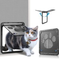 Ownpets Pet Screen Door,Inside Door 8x10x0.4 inch,Lockable Magnetic Flap Screen Automatic Lockable Black Door for Puppy Dog and Cat Door