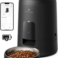 PETLIBRO Automatic Cat Feeder, Wi-Fi Rechargeable Cat Food Dispenser Battery-Operated with 30-Day Life, AIR 2.4G Wi-Fi Timed Pet Feeder for Cat & Dog, 2L Auto Cat Feeder, Black