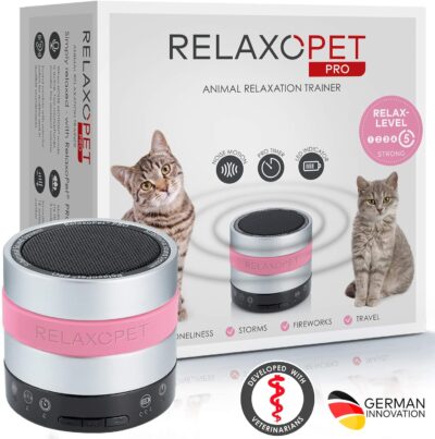 PRO, Relaxation Trainer for Cats, Stress Relief and Calming Device for Cats Helps with Cat Anxiety, Reduces Destructive Behavior, Spraying, Scratching. Subliminal Sound Calming Aid