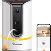 Pet Camera Dog Treat Dispenser: 2K Video Two Way Audio 360 Automatic Tracking for Cat Dogs - 5g WiFi Remote View and Bark Alert on Phone App Compatible with Alexa & Google Assistant