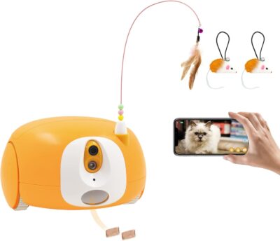 Pet Camera Treat Dispenser, Automatic Cat Feeders with Camera, Automatic Pet Feeder for Cats and Small Dogs with Night Vision Two Way Audio and Video (Support 2.4GHz Wi-Fi only, No Suscription Fee)