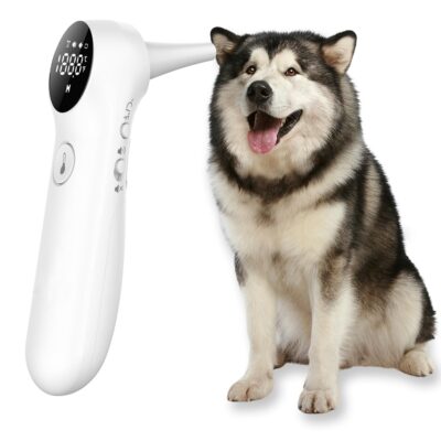 Pet Ear Thermometer for Dogs and Livestock - Includes 20 Pet Swabs, Suitable for Dogs, Cats, Infrared Fast and Accurate Canine Temperature Monitor - Switches ℉ and ℃