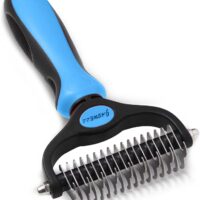 Pet Grooming Tool- 2 Sided Undercoat Rake for Dogs &Cats-Safe and Effective Dematting Comb for Mats&Tangles Removing-No More Nasty Shedding or Flying Hair Blue