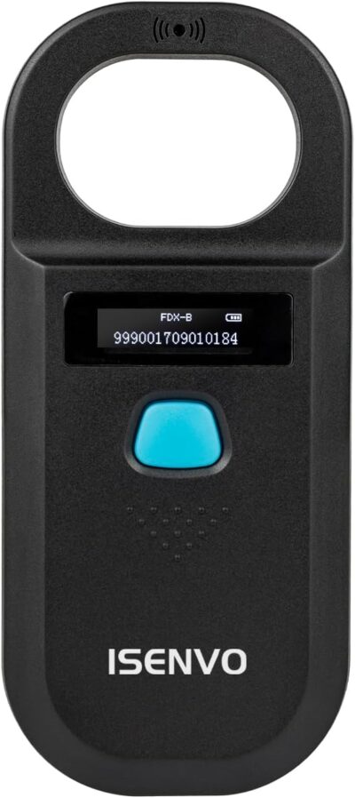 Pet Microchip Scanner Rechargeable RFID EMID Micro Chip Reader Scanner 134.2kHz 125kHz 15 Digits Pet Chip ID Scanner for Animal/Pets/Pigs/Dogs/Cats (190A)