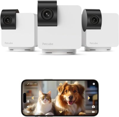 Petcube Cam 360 The Pack of 3 Camera | Ultimate Interactive WiFi Pet and Home Security Pan-Tilt Camera with Phone App, 1080p HD Video, 360° Rotation, Night Vision, Smart Alerts for Home Surveillance