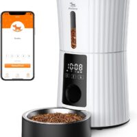 Petory Automatic Cat Feeders Wi-Fi - 4L Dry Food Dispenser for Cats and Dogs 10 Meals per Day Smart Pet Feeder with Desiccant Bag Dual Power Supply 10S Voice Recorder