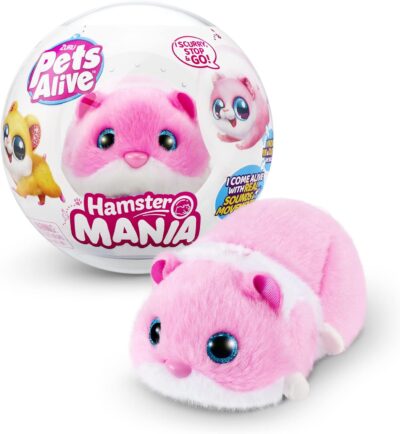 Pets Alive Hamstermania (Pink) by ZURU Hamster, Electronic Pet, 20+ Sounds Interactive, Hamster Ball Toy for Girls and Children