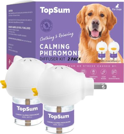 Pheromone Diffuser for Dogs: Premium Dog Calming Diffuser - Calming Pheromones for Dogs - Dog Appeasing Pheromone - Pet Calming Diffuser for Dog Anxiety Relief, 2 Pack (Light Purple)