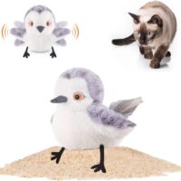 Potaroma Cat Toys Flapping Bird (No Flying), Lifelike Sandpiper Chirp Tweet, Rechargeable Touch Activated Kitten Toy Interactive Cat Exercise Toys for All Breeds Cat Kicker Catnip Toys 4.0"