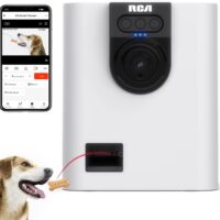 RCA Dog & Cat Smart Camera Treat Dispenser, WiFi-Enabled, 1080p HD Camera, Two-Way Audio, App Control, Compatible with Alexa & Google Assistant – for Small Treats & Kibble