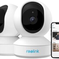 REOLINK Home Security Camera System, 3MP HD Plug-in Indoor WiFi Pan Tilt Pet Camera, Baby Monitor, Night Vision, 2 Way Audio, Smart Human/Pet Detection, Local microSD Card Storage, E1(2 Pack)