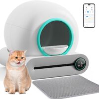 Self Cleaning Cat Litter Box, Automatic Cat Litter Box with Mat & Liners, 65L+9L Large Capacity Self Cleaning Litter Box, APP Control/Suitable for Multiple Cats - Green