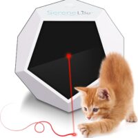 SereneLife Automatic Cat Light Toy - Rotating Moving Electronic Red Dot LED Pointer Pen W/ Auto Wireless Control - Remote Light Beam Teaser Machine for Interactive & Smart Sensory