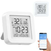 Smart WiFi Temperature Humidity Monitor: TUYA Wireless Temperature Humidity Sensor with APP Notification Alerts, WiFi Thermometer Hygrometer for Home Pet Garage,Compatible with Alexa