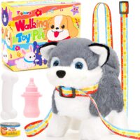 Tagitary Plush Toy Electronic Dog Toys for Kids,Interactive Pet Puppy Walking,Barking and Tail Wagging,Fake Dog Toy with Leash,Easter Christmas Birthday Gift for Toddlers Kids