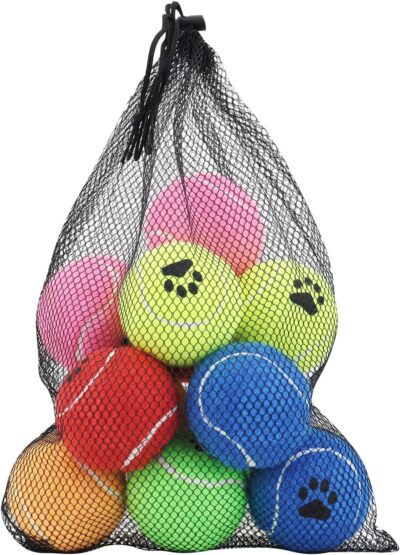 Tennis Ball for Dog Pack of 12 Colorful Easy Catching Pet Dog Ball (2.5inch-6colors)