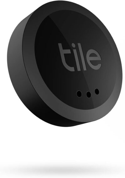 Tile Sticker 1-Pack. Small Bluetooth Tracker, Remote Finder and Item Locator, Pets and More; Up to 250 ft. Range. Water-Resistant. Phone Finder. iOS and Android Compatible, Black