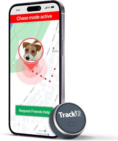 Tracki Dog GPS Tracker Tiny & Light Waterproof Fits All Pet Collars, Unlimited Distance Works Worldwide Mini Size Smart Locator Subscription required