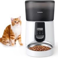 Upgraded Automatic Cat Feeder, KATALIC Clog-free 4L Cat Food Dispenser Sliding Lock Lid Storage Timed Feeder for Cat and Dogs with Voice Recorder, Programmable Meal & Portion