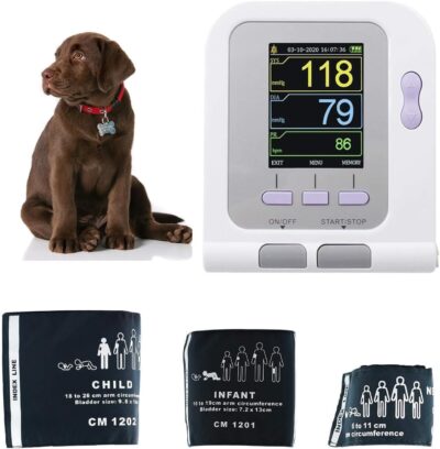 Veterinary Animal Use Vet Electronic Automatic Blood Pressure Monitor for Cat Dog Horse Sheep, 3Cuffs Included