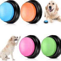 Voice Recording Button Dog Buttons for Communication Recordable Dog Talking Buttons Set Dog Voice Command Buttons 30 Second Record and Playback for Dog Cats Pet Training Buzzer 4 Packs (Bright Color)