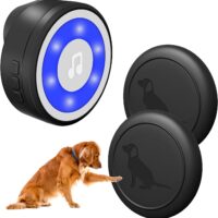 Wireless Dog Doorbell, Dog Bells for Potty Training IP65 Waterproof Touch Button Doggie Doorbell 1000ft Long Range with 20 Melodies 4 Modes LED Flash (1 Receiver+2 Buttons)