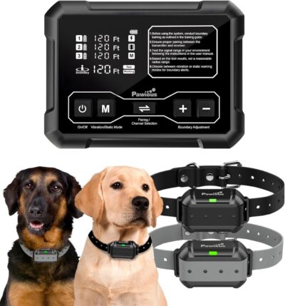 Wireless Dog Fence - High Precision Containment System for Up to 1 Acre, Indoor & Outdoor, Medium to Large Dogs 6-23in, Rechargeable, Waterproof - Real-Time Distance Monitoring - 2 Dog Set