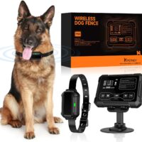 Wireless Dog Fence System, Indoor & Outdoor Use, 1 Acre High-precision Radar Electric Dog Fence System, Real-time Monitoring, 9-26in Medium & Large Breeds, Not Limited by GPS Signal (For one dog)