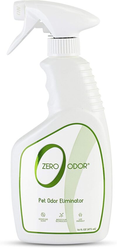 Zero Odor - Pet Eliminator Permanently Eliminate Air & Surface Odors – Patented Molecular Technology Best For Carpet, Furniture, Beds Smell Great Again (Over 400 Sprays Per Bottle)