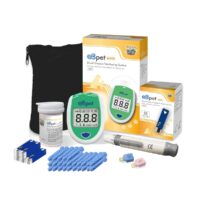 eBpet Blood Glucose Monitor System - Dogs and Cats Glucose Monitoring Kit 25 Blood Glucose Test Strips Lancing Device, Battery, 26 Gauge Sterile Lancets, and Carrying Case, Animal Care, Easy Switch between dogs and cats