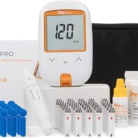 iPet PRO Blood Glucose Monitoring System Designed for Dogs & Cats| Includes Meter, 2 AA Batteries, User Guide, Log Book, 25 Test Strips, Control Solution, Lancing Device, 30 28G Lancets, Carrying Case