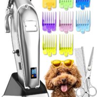 oneisall Dog Grooming Clippers for Thick Heavy Coats,2 Speed Cordless Hair Trimmers with Metal Blade Grooming Kit for Pets Dogs Cats Animals