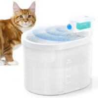 uahpet 2024 Upgraded Cat Water Fountain, Wireless & Battery Operated 2L/67oz Automatic Pet Water Fountain with Motion Sensor, Food-Grade ABS Tray, Easy Clean Water Dispenser for Cats