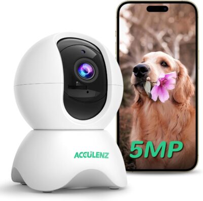 5MP HD Pet Camera Indoor 2.5K, 2.4GHz WiFi Camera for Home Security 360° Pan Tilt with AI Human Detection, Baby Monitor with Sound Detection, 2-Way Talk, Night Vision