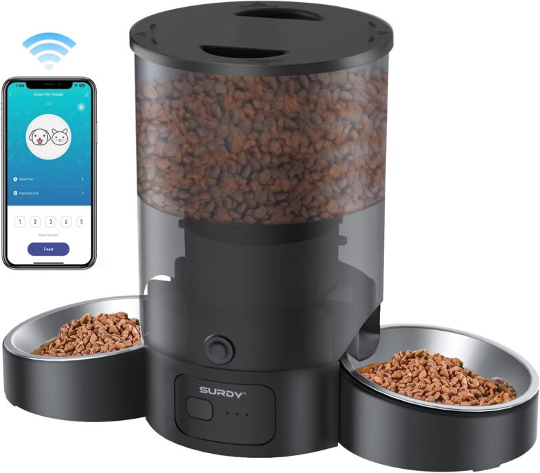 Automatic Cat Feeder for 2 Cats, SURDY 2 - Best smart pet feeders : Reviews + Buying Guide