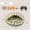 Calming Dog Beds & Cat Cave Bed with Hooded Cover, Dog Beds for Small Dogs, Faux Fur Cuddler Round Comfortable Self Warming Pet Bed, Non-Slip Washable Round Donut Cat Bed(Green, 24" x 24") - Image 5