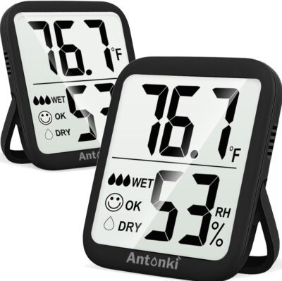 Antonki Room Thermometer for Home, 2 Pack Digital Temperature and Humidity Monitors, Indoor Hygrometer Sensor, Humidity Gauge, Humidity Meter for Baby Room, Terrarium, Incubator, Greenhouse