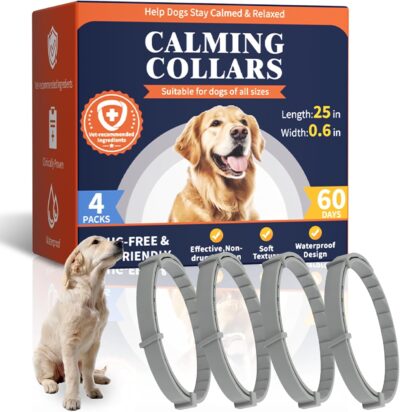 Calming Collar for Dogs - 25 Inches Dog Calming Collars Pheromone Collar for Dogs 60 Days Dog Anxiety Relief - Breakaway Design Dog Calming Adjustable Fit Small Medium Large Dog(4 Packs)