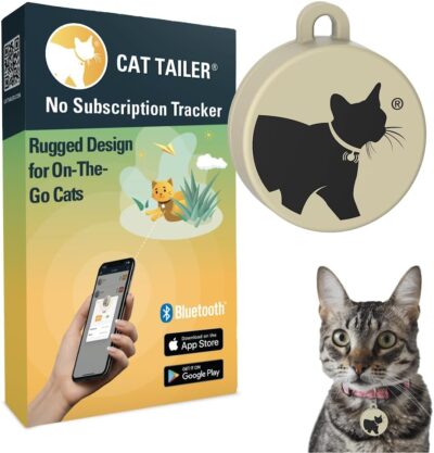 Cat Tracker - Small and Lightweight Waterproof Bluetooth Pet Collar Attachment, 328 foot Range, Replaceable 6 Month Battery Life, Android/Apple iOS Compatible