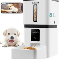 DoHonest Automatic Dog Feeder with Camera - 5G WiFi Easy Setup 8L Motion Detection Smart Cat Food Dispenser 1080P HD Video Recording 2-Way Audio Timed Pet Feeder App Control Night Vision