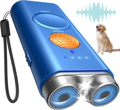 Dog Bark Deterrent Device Stops Bad Behavior, Anti Barking Device for Dogs Ultrasonic Dog Training Device Barking Silencer Safe for Human & Dogs Indoor Outdoor,Rechargeable Handheld 50ft Range