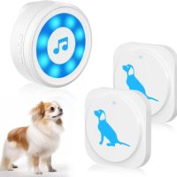 Dog Door Bell for Potty Training, Wireless Dog Doorbell to Go Outside, IP65 Waterproof Electronic Dog Training Door Bell, Doggie Doorbell with 2 Dog Buttons for Eat Training, 4 Notification Modes