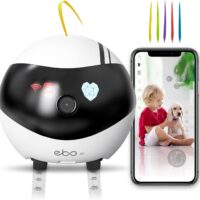 Enabot EBO Air Home Security Pet Camera, 2 Way Talk, Night Vison, Wireless APP Remote Control Indoor Security Camera, Movable Rechargeable Cam for Dog/Cat/Baby, SD Card Storage